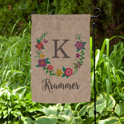 Floral Wreath Personalized Burlap 18 x 12 in. Garden Flag -  CPS, 69022