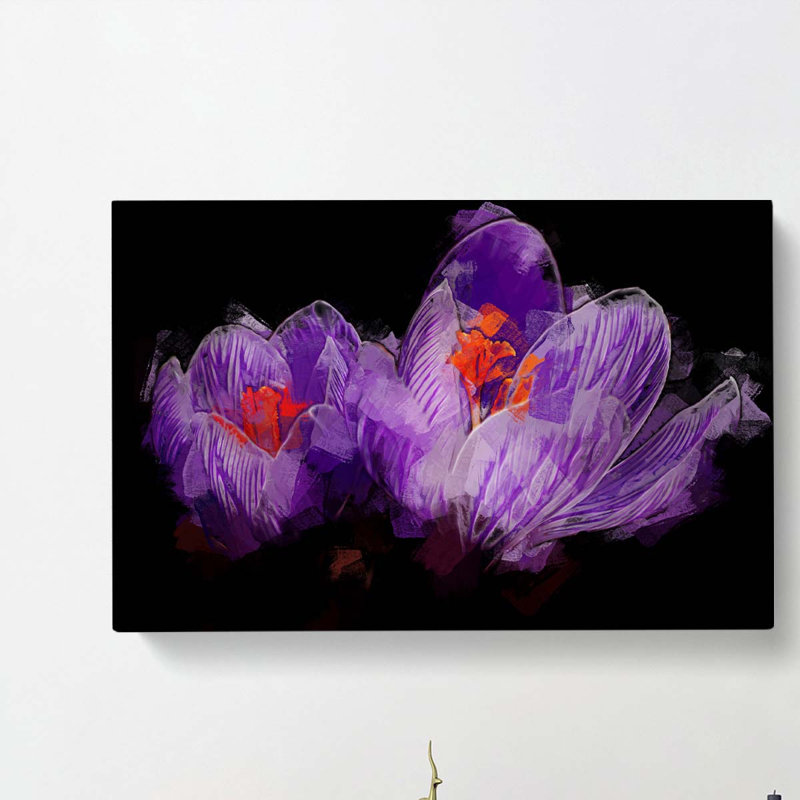 Purple Crocus Flower In Abstract - Wrapped Canvas, 50cm H x 76cm W x 3cm D