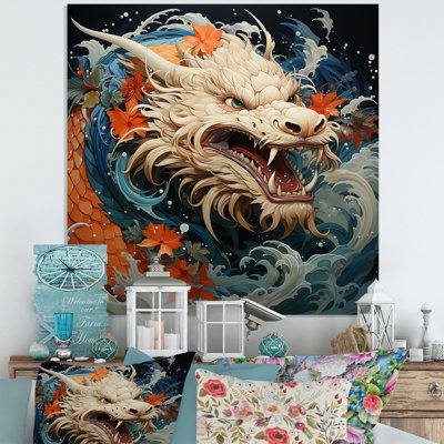 Japanese Dragon Wave Off Kanagawa I - Dragons Metal Wall Art