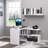 360? Rotating White L-Shaped Corner Computer Desk with 3-Tier Storage Shelves