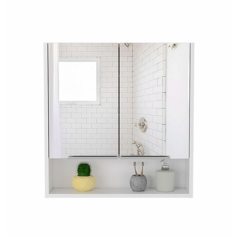 Pharmacie moderne avec miroir - H 24,91 po x l 5,81 po x P 23,91 po, Blanc