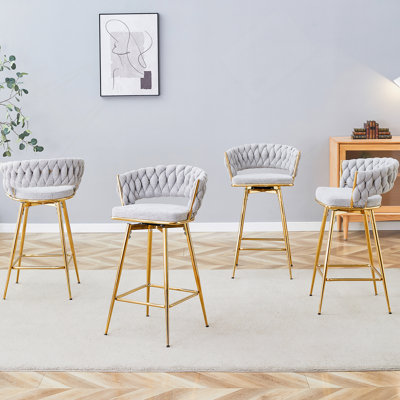 Ensemble de quatre tabourets de bar rotatifs avec coussins respirants, pour îlots de cuisine, tables de salle à manger et comptoirs de bar