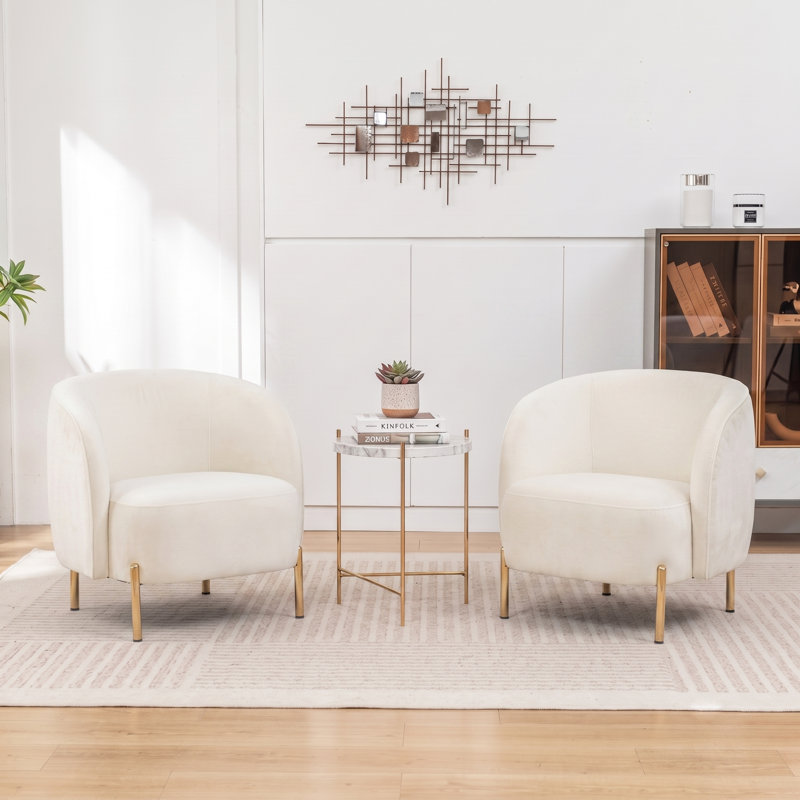 Chaise d'appoint rembourrée Edward, Beige