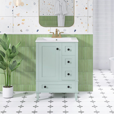 Ensemble de meuble-lavabo autoportant 24 po avec comptoir en céramique 24 po