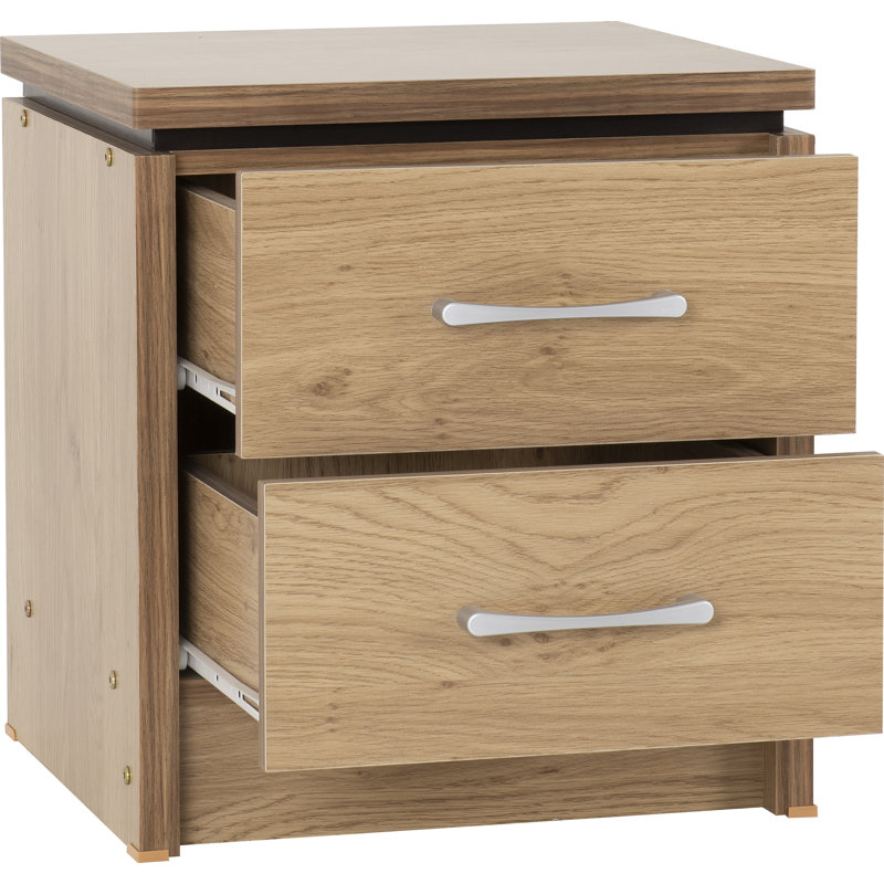 Underwood 2 Drawer Bedside Table, Oak