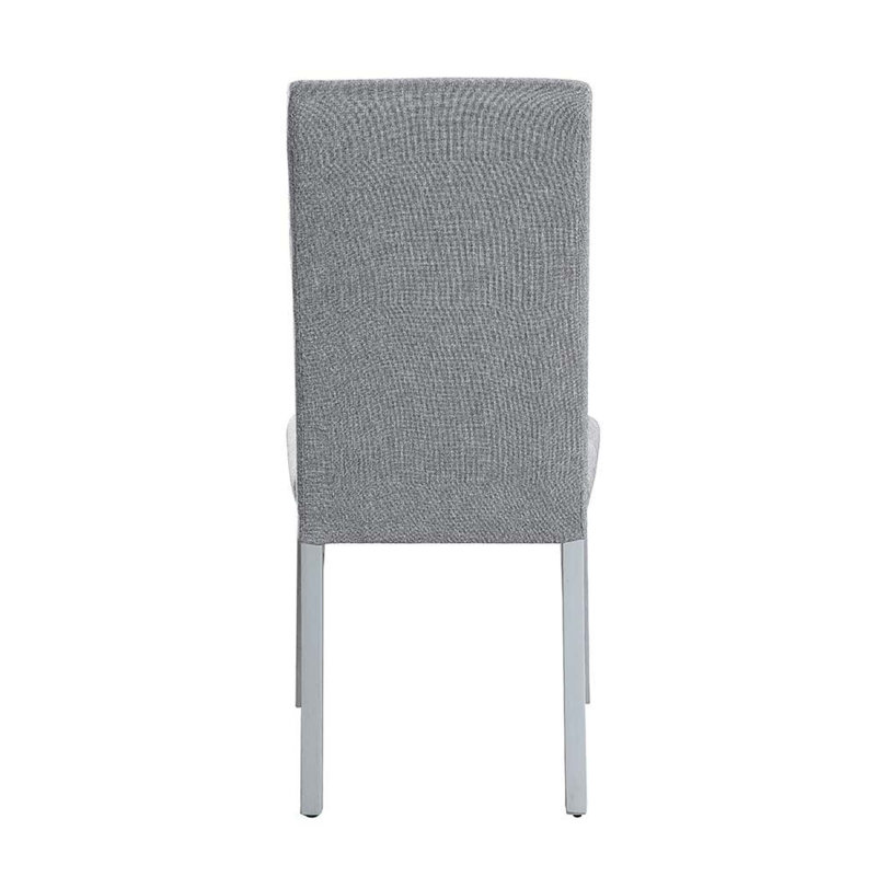 Gray Linen Upholstered Side Chair with Wood Legs, Set of 2