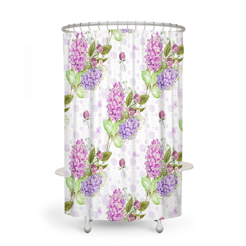 Baughman Floral Shower Curtain, Purple/Green/White, 93" H x 70" W x 6" D