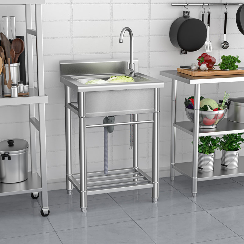 Évier utilitaire 24 po en acier inoxydable, lavabos autoportants pour la salle de lavage, garage, soins pour animaux de compagnie