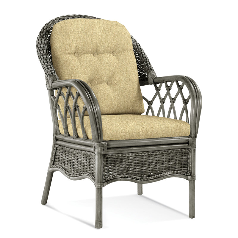 Chaise avec accoudoirs rembourrée Everglade, Pierre grise, Ivy Stripe 0210-41