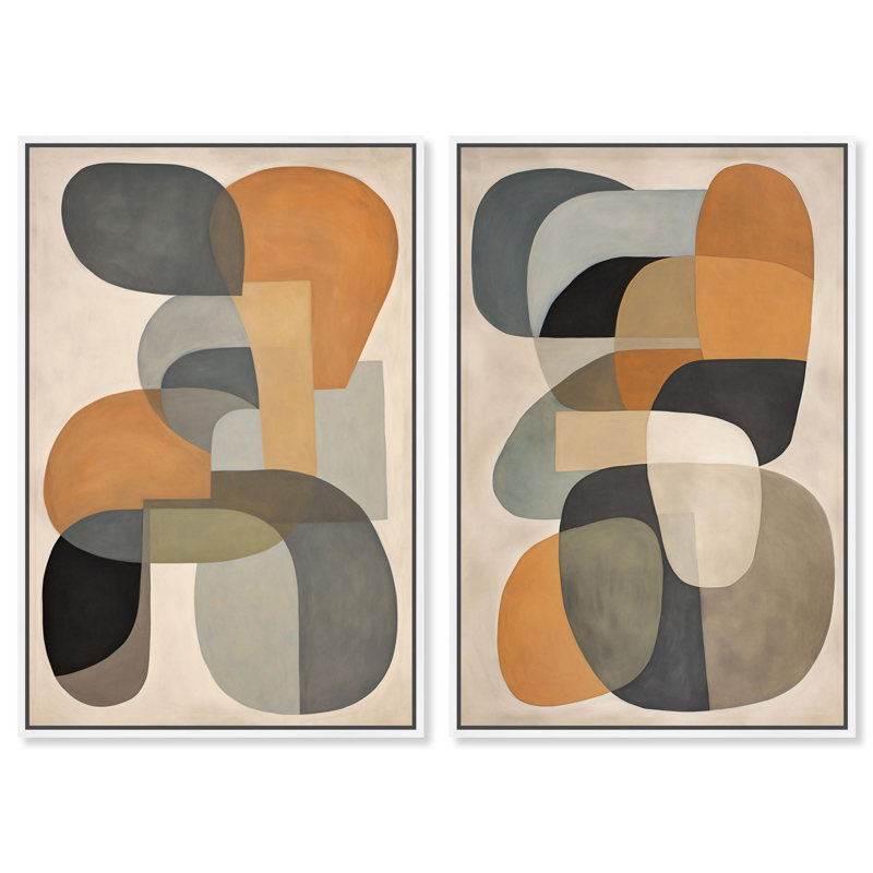 Ricole Abstractions Canvas Print Abstract Boho Art Set by Art Remedy, Black Frame, 10 x 15, 55" H x 37" W, White Frame