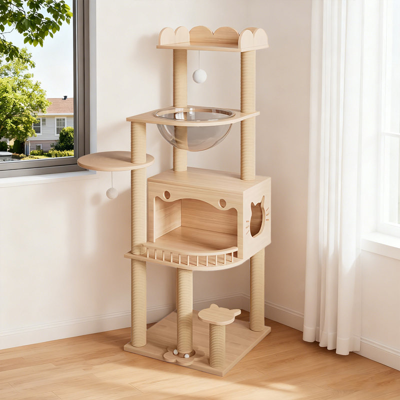 Arbre à chat multifonctionnel en bois massif