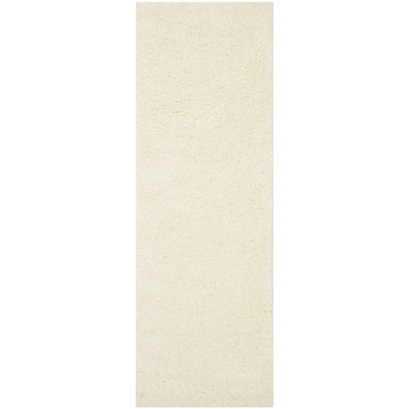 Tapis crème à poils longs fabriqué à la main Soraya, Tapis de couloir : 2 pi 3 po x 5 pi