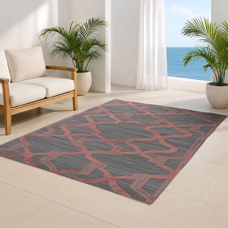 Tapis gris intérieur et extérieur Trellis, Rectangulaire 2 pi x 3 pi