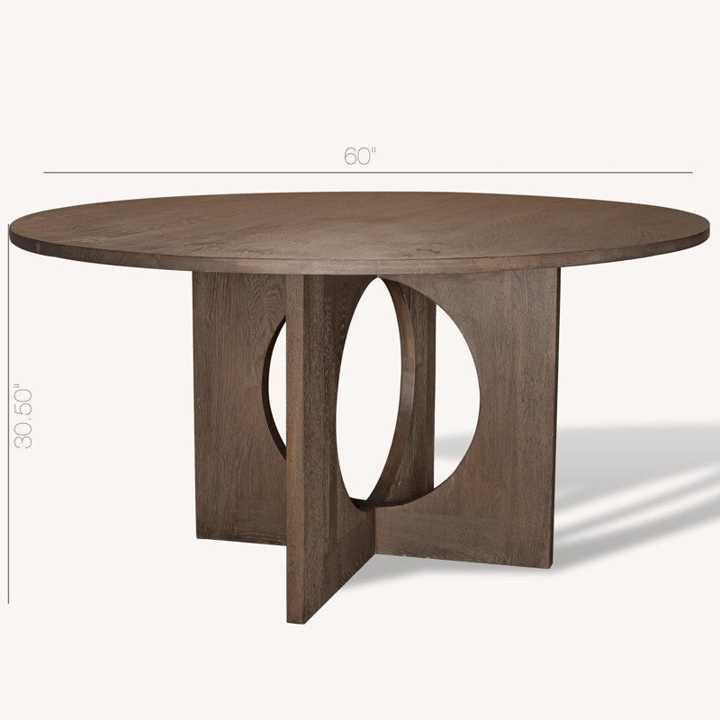 Solid Oak Wood Curved Base Dining Table with Seating for 6