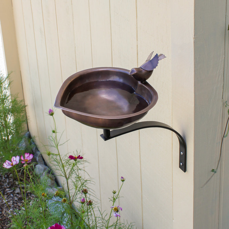 Heart Shaped Birdbath with Wall Mount Bracket