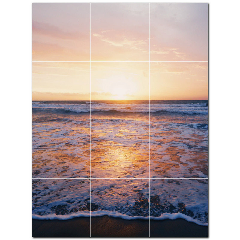 Murale décorative en céramique 4,25 po x 4,25 po Sunset