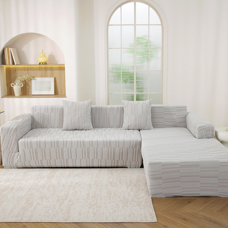 Housses pour canapé modulaires à texture rectangulaire - Protecteur durable et extensible pour canapé en forme de L, cadeaux gratuits inclus