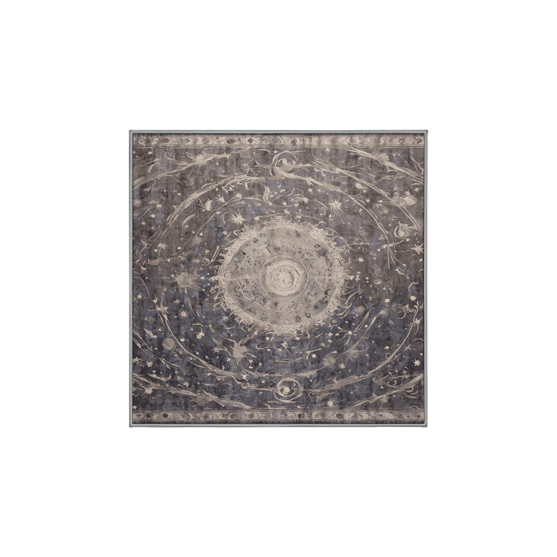 Machine Washable Gray Area Rug, Square 6'