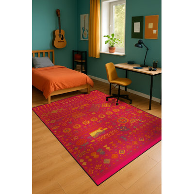Tapis tissé orange traditionnel Mosso