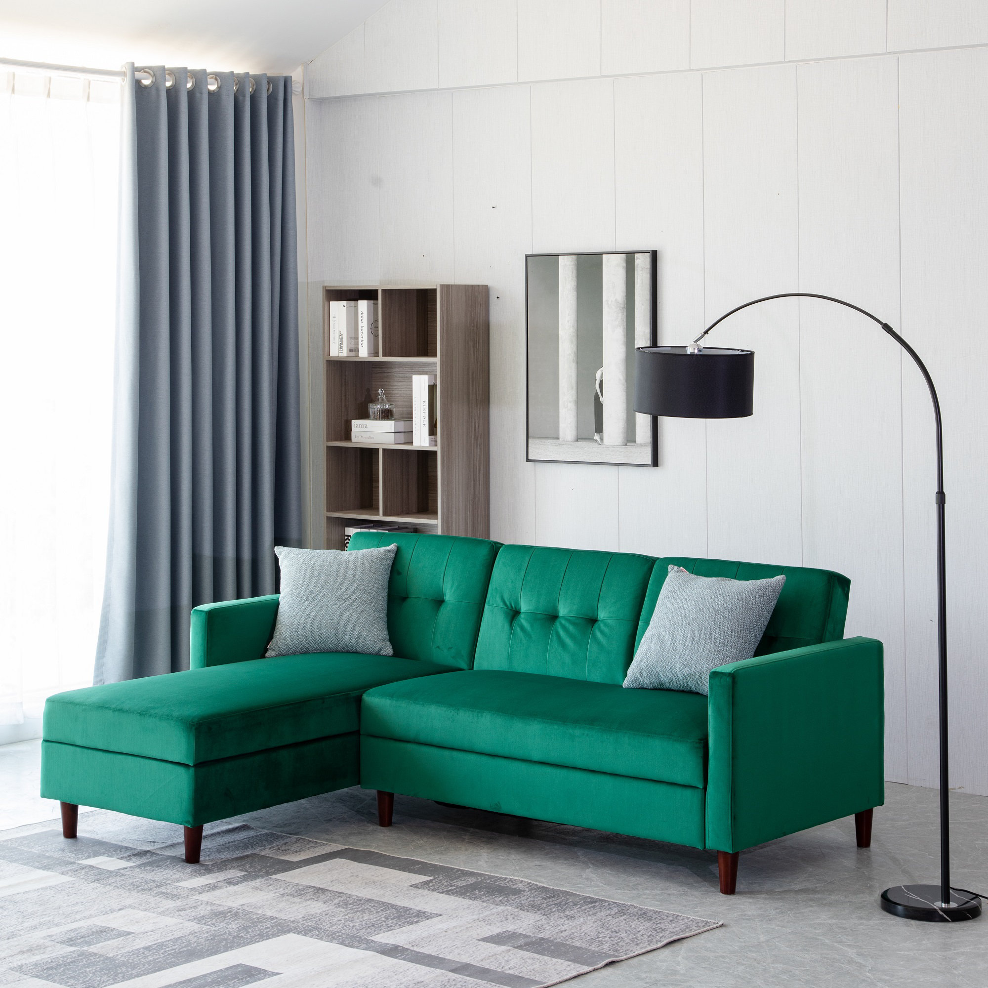 Teal green store corner sofa