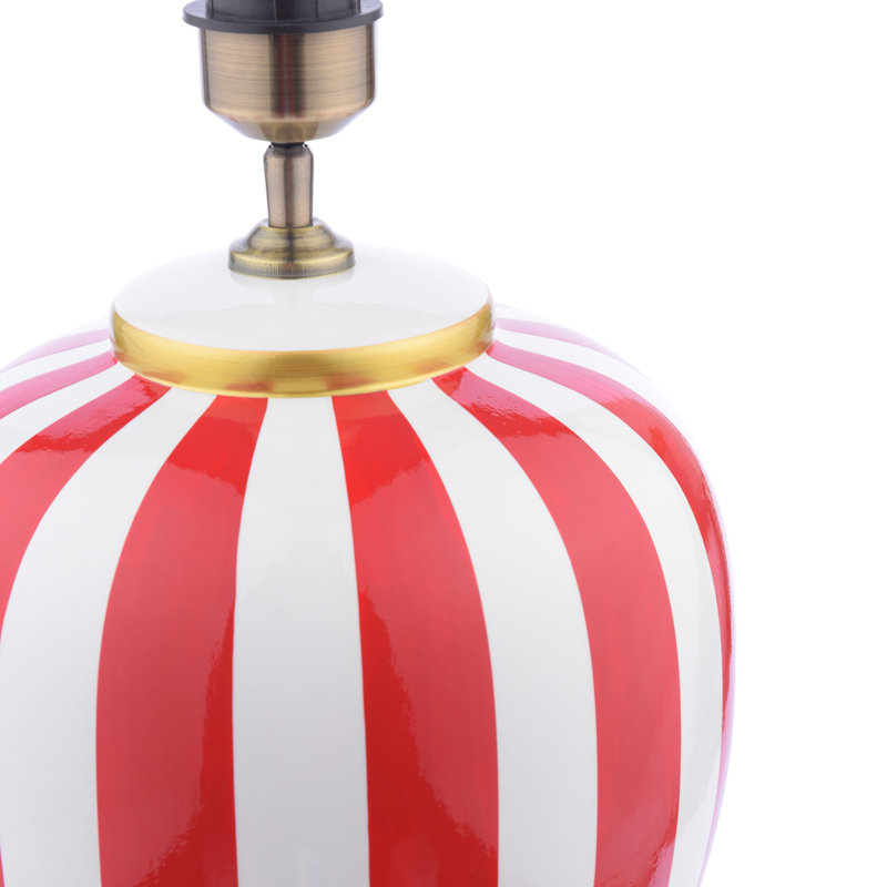 Circus Ceramic Table Lamp Base Only, Red/White