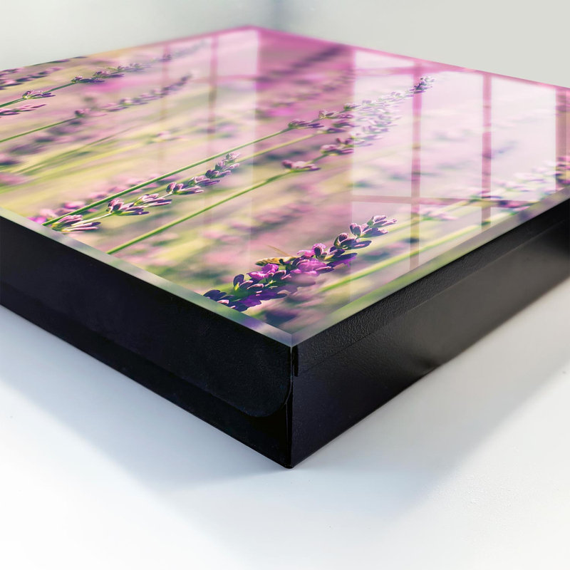 Key storage box, Opens to the right, 30x30x5, White, Fields of lavender in the warm light of a summer day, 
