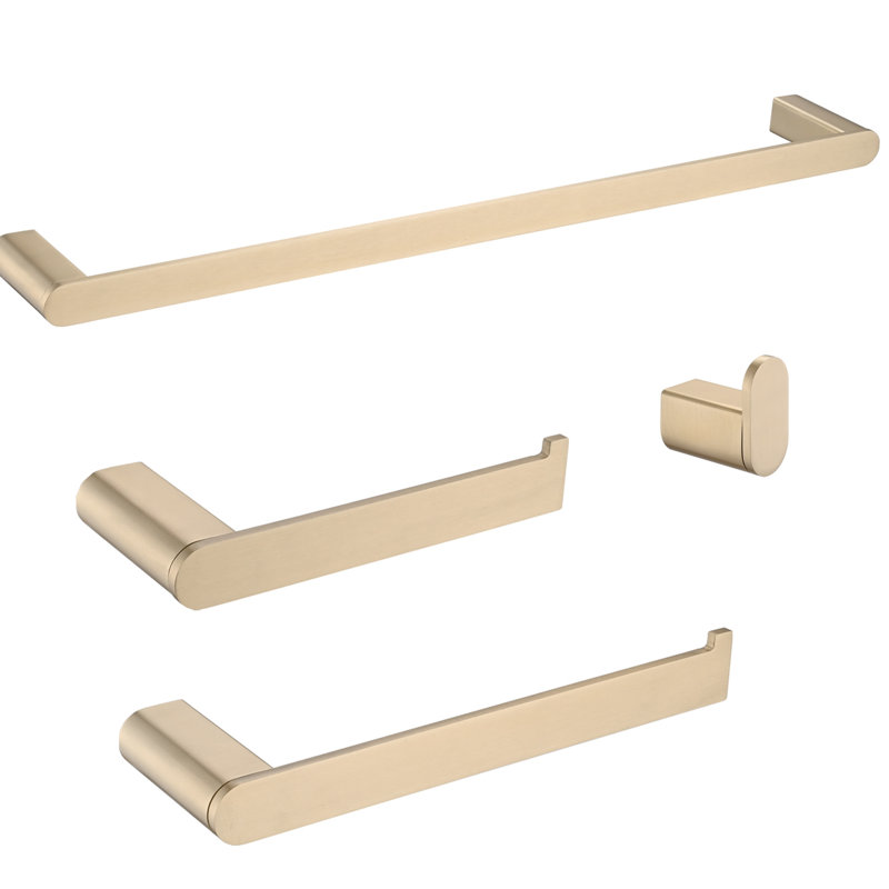 Nécessaire de salle de bain mural en acier inoxydable brossé, 4 pièces,