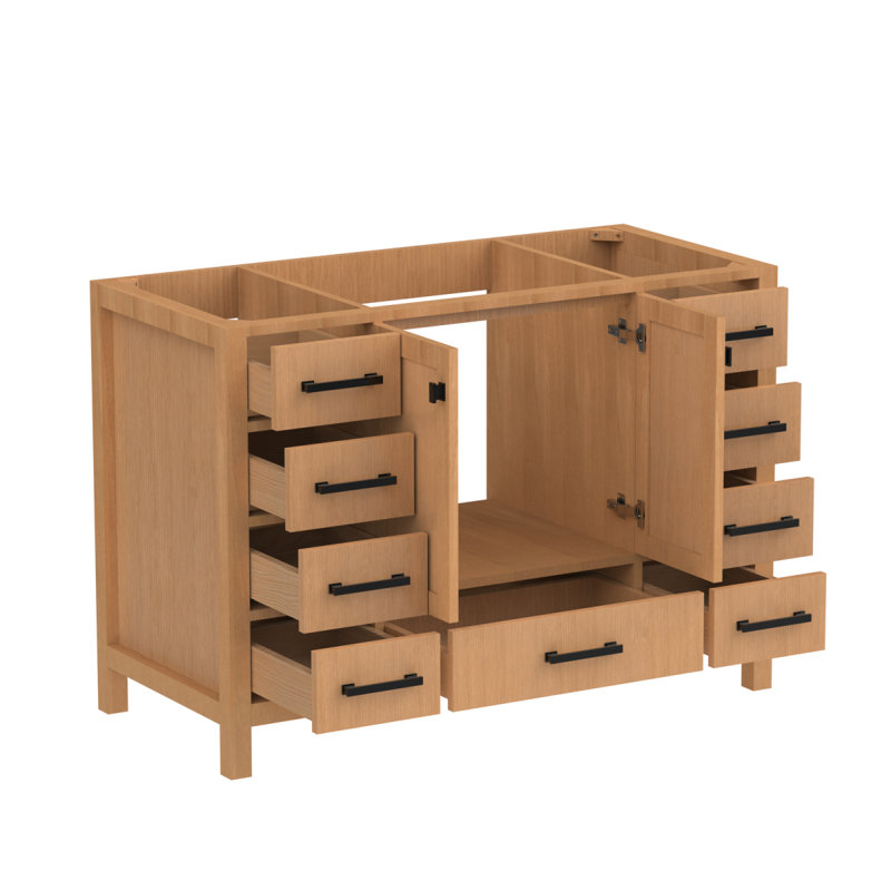 Meuble-lavabo sur pied 48 po, meuble-lavabo autoportant avec comptoir, armoire de rangement en bois massif chêne naturel