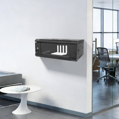 Armoire réseau murale pour serveur, boîtier verrouillable en verre trempé 4U pour routeurs et interrupteurs, noir