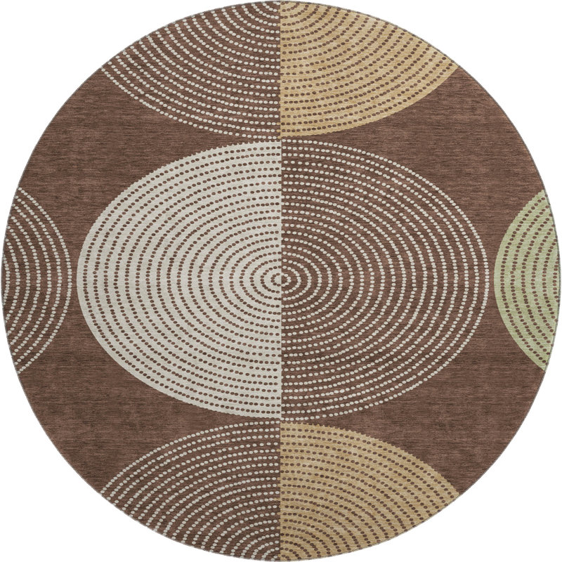 Premium Machine Washable Mayfield AMF2281 Geometric Rug, Chocolate, 8' Round