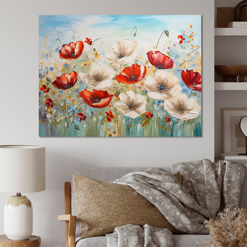 «Red Poppies Blossoming I» sur toile, H 30 po x l 40 po x P 1,5 po, Toile tendue