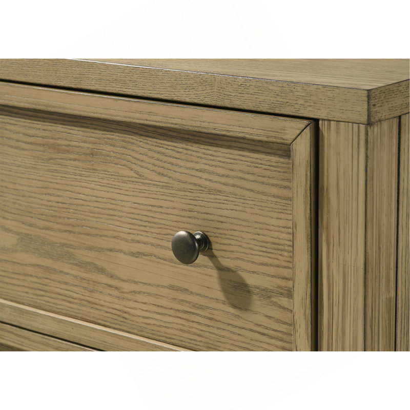 Table de chevet 1 tiroir rustique 1 pièce avec tablette ouverte en bois brun clair / beige