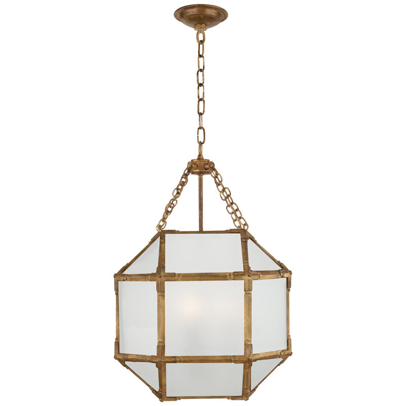 Suzanne Kasler Morris Small Lantern, 21.5" H x 13.5" W x 13.5" D, Gray, Gold