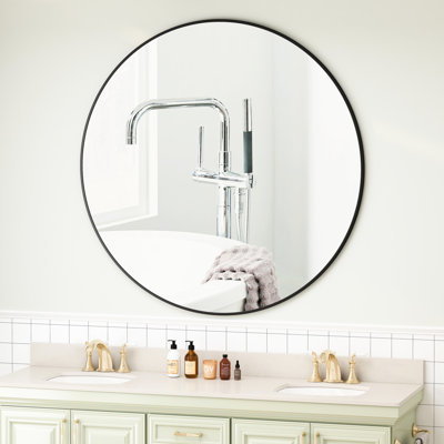 Miroir mural noir de 42 po - Cadre en métal pour chambre à coucher, salle de bain et salle de séjour de 42 po