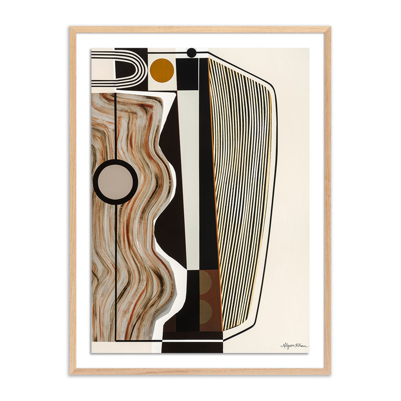 Mining Operation Painting by Alyson Khan, Light Brown Framed, 40" H x 30" W