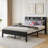 Queen Size Bed Frame, Storage Headboard With Charging Station, Solid And Stable, No Box Spring Needed, Easy Assembly-1377569862