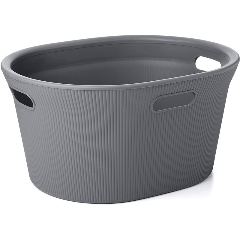 Panier à linge nervuré, Gris