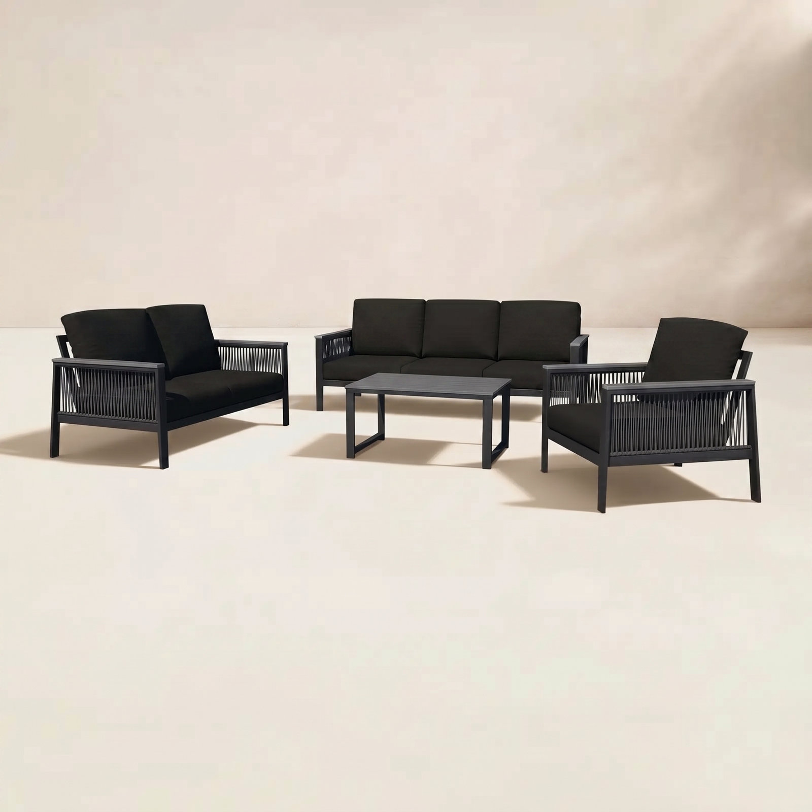 Townsend 6-Person Patio Seating Group, Canvas Black