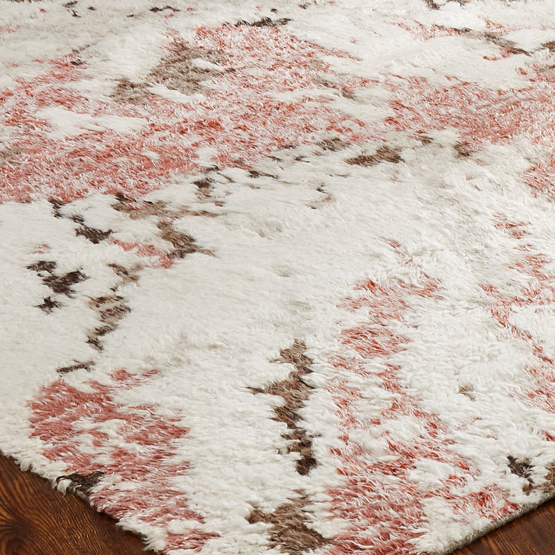 Benally Wool Abstract Area Rug in Pink, Rectangle 9'6" x 13'6"