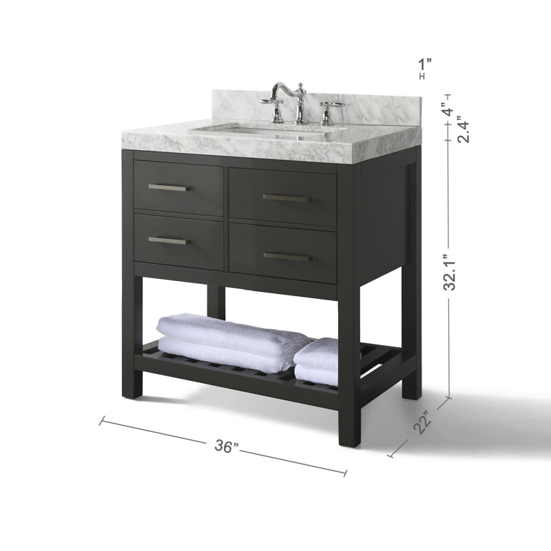 Elizabeth 36'' W Single Vanity, Sapphire Gray | Brushed Nickel