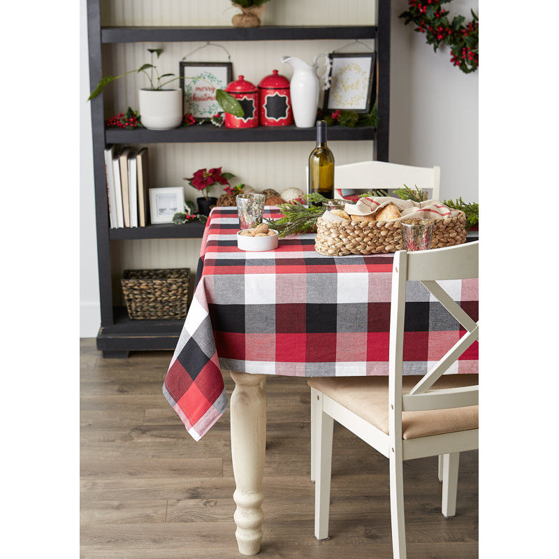 Chasten Checkered 100% Cotton Round Tablecloth