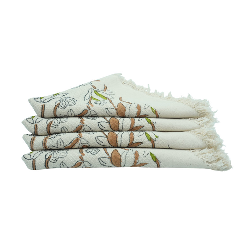 Ensemble de 4 essuie-mains gaufrés tissés à la main 100% coton 17 x 32 gaufres, vert