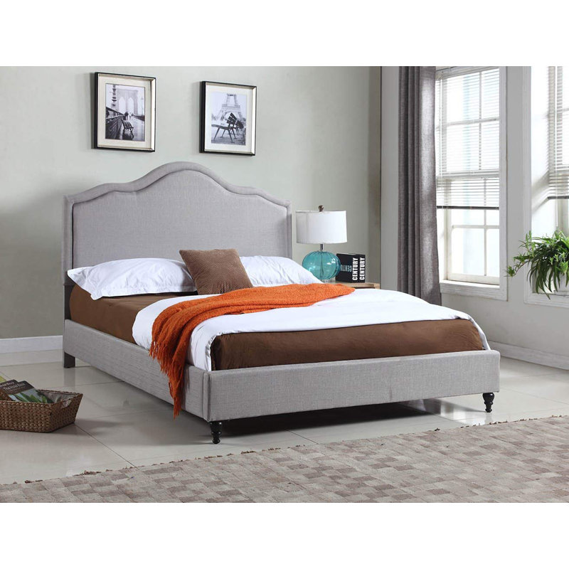 Geeske Upholstered Wingback Bed, Gray, King