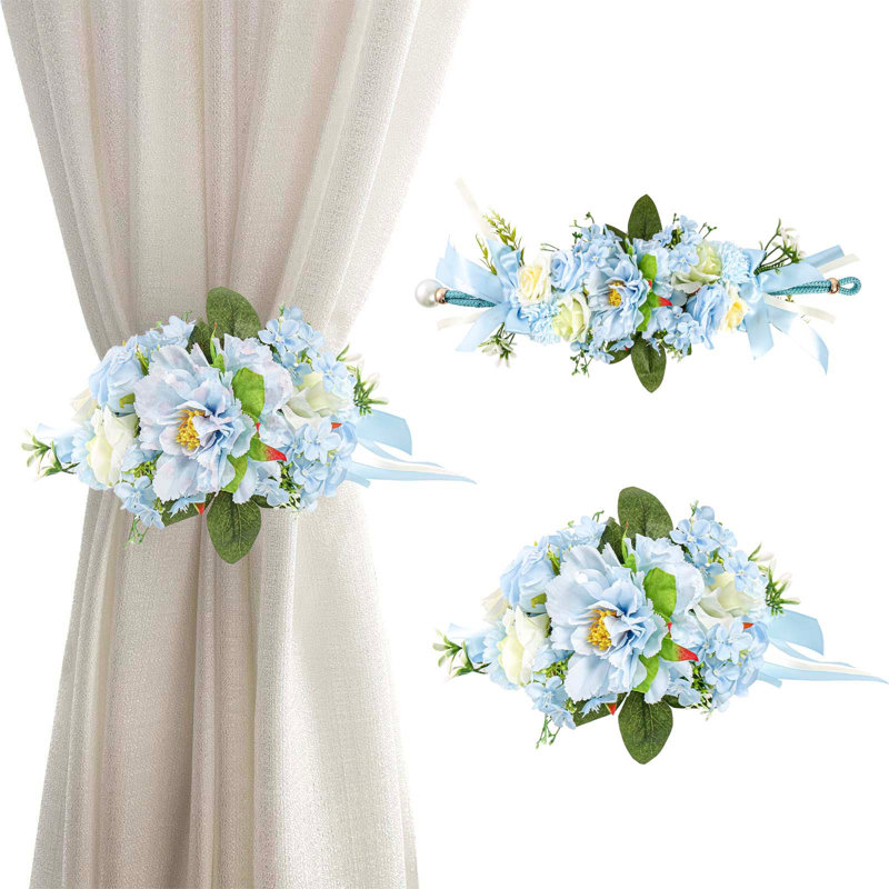 Décoration pour la maison-table de salle à manger-rideaux-guirlandes-perles-boucles de rideaux, Blue