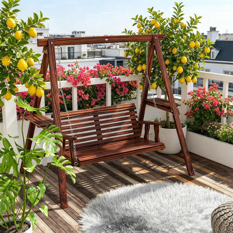 Balancelle d'extérieur 2 places avec support et tables d'appoint pour le jardin