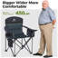 Chaises de camping surdimensionnées entièrement rembourrées avec support lombaire | Armoire en acier robuste de 500 lb, robuste, durable, sac isotherme, tissu Oxford 600D, porte-gobelet, sac de transport, poche, facile à installer