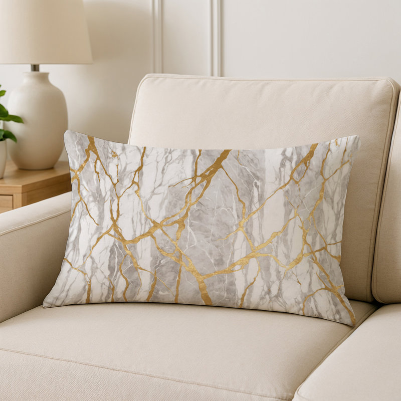 Coussin décoratif intérieur / extérieur gris Modern Modern, Gris abstrait 249, Rectangle H 18 po x l 25 po