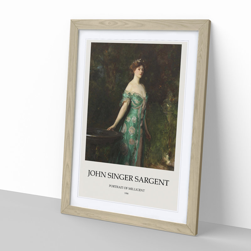 Portrait of Millicent Leveson Print by John Singer Sargent - Picture Frame Painting, 48cm H x 36cm W x 2cm D, Oak Framed