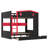Solid Wood Queen over Queen Bunk Bed with Trundle, Storage Shelves & Hooks - No Box Spring Needed, Black & Red Finish-356072583-356072586