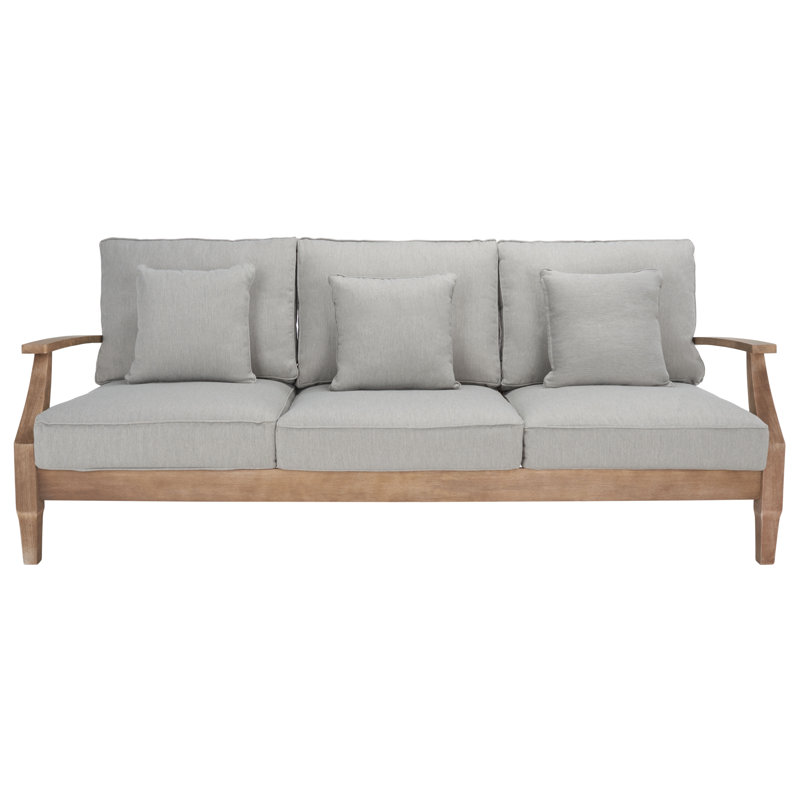 Samya 83'' Wide Outdoor Patio Sofa with Cushions, Natural/Gray